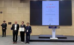 Mgr inż. Daria Pałgan podczas wręczenia wyróżnienia